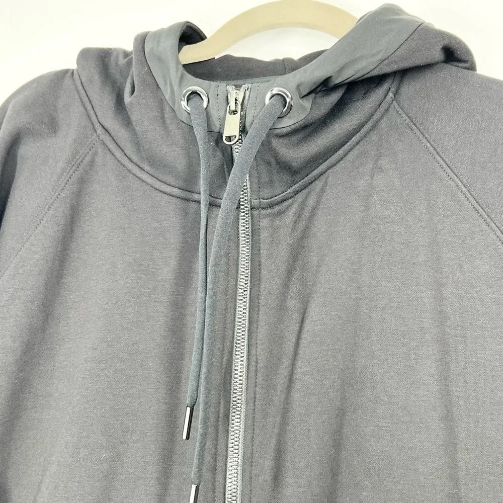 Athleta On My Way Triumph Double Zip Hoodie Sweatshirt Puff Sleeves Large